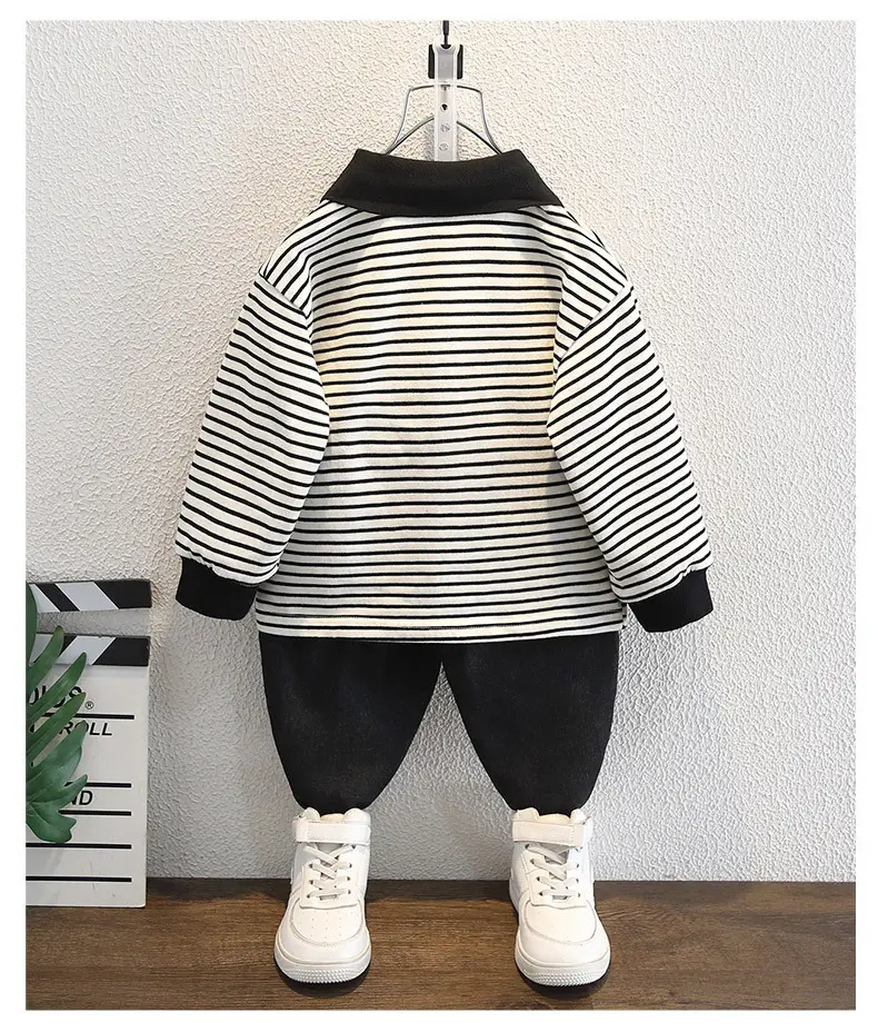 Boys Striped Polo Shirt Long Sleeve Embroidered Autumn Wear — feature 6
