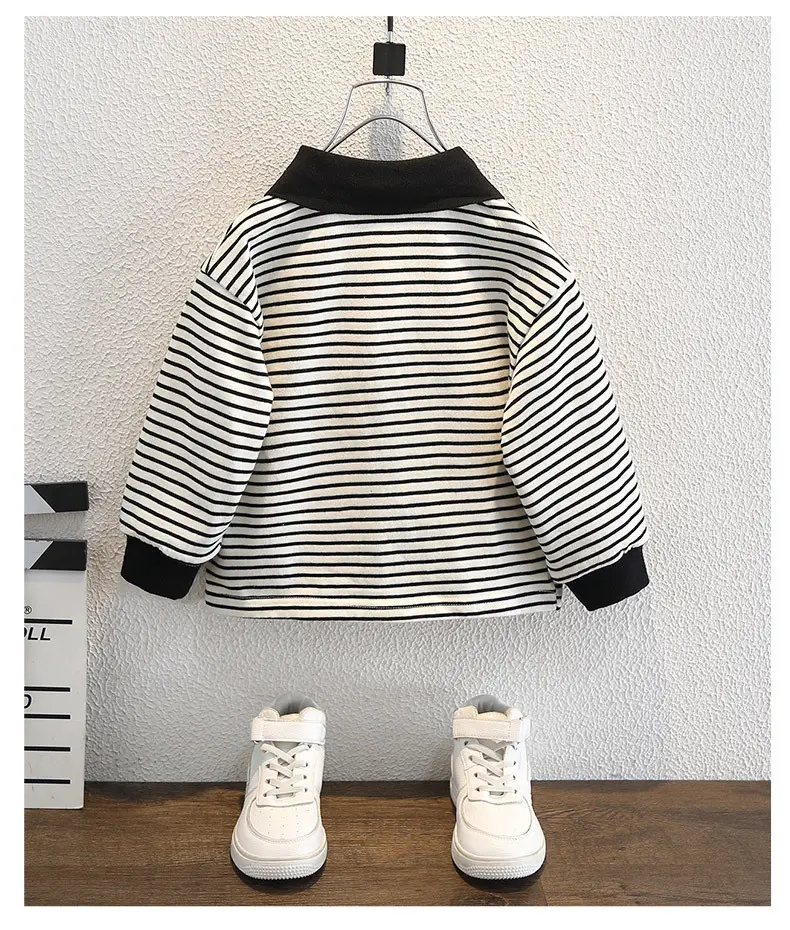 Boys Striped Polo Shirt Long Sleeve Embroidered Autumn Wear — feature 8