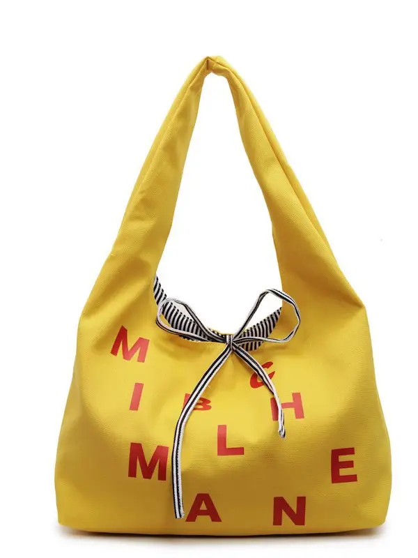 Women Letter Print Navy Blue Tote Bag