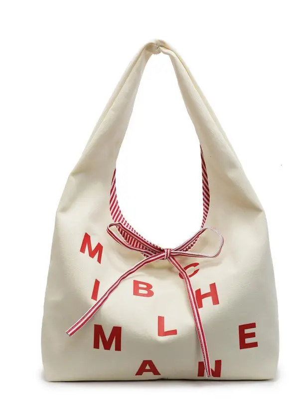 Women Letter Print Navy Blue Tote Bag