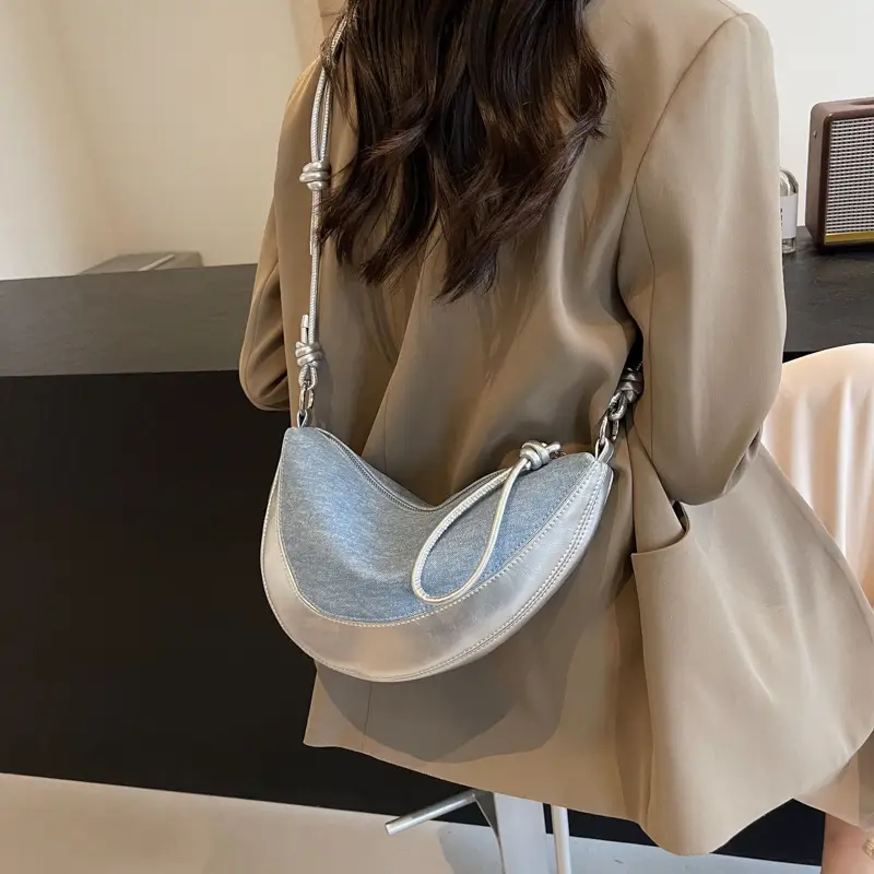 Silver Underarm Shoulder Bag for Women New Denim Crossbody