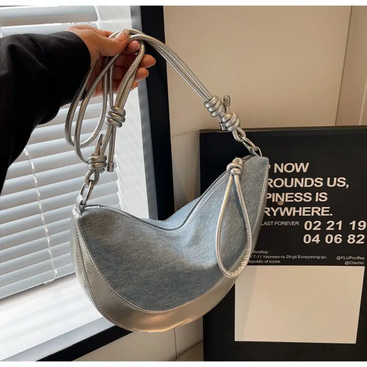 Silver Underarm Shoulder Bag for Women New Denim Crossbody — feature 22