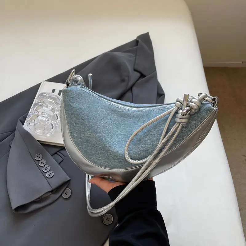 Silver Underarm Shoulder Bag for Women New Denim Crossbody