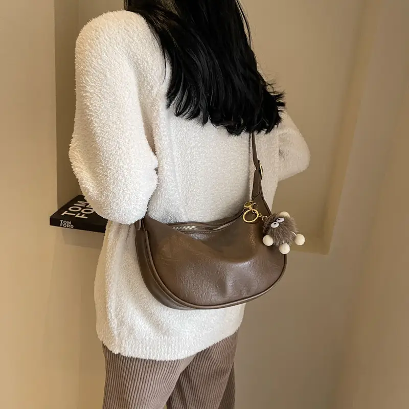 Brown Diagonal Shoulder Bag with Dolls for Women - Image 7