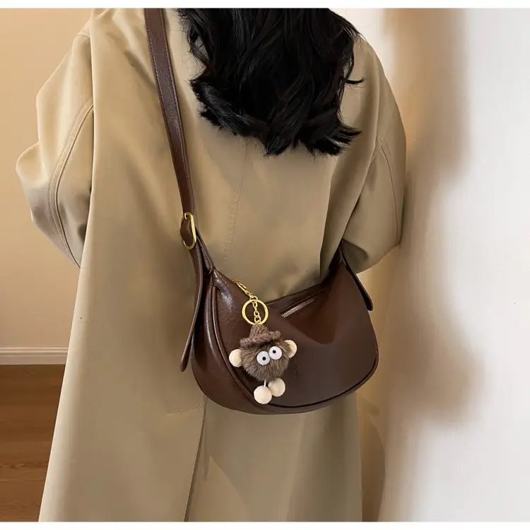 Brown Diagonal Shoulder Bag with Dolls for Women — feature 10