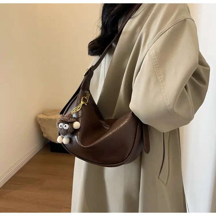 Brown Diagonal Shoulder Bag with Dolls for Women — feature 11