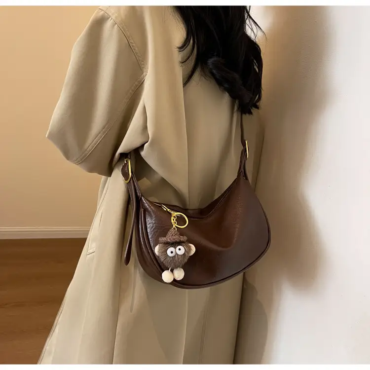 Brown Diagonal Shoulder Bag with Dolls for Women — feature 12