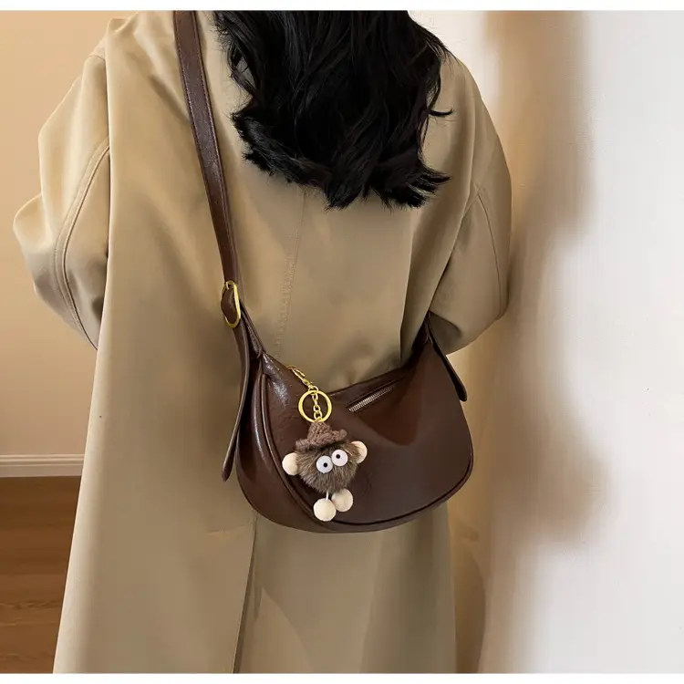 Brown Diagonal Shoulder Bag with Dolls for Women — feature 13