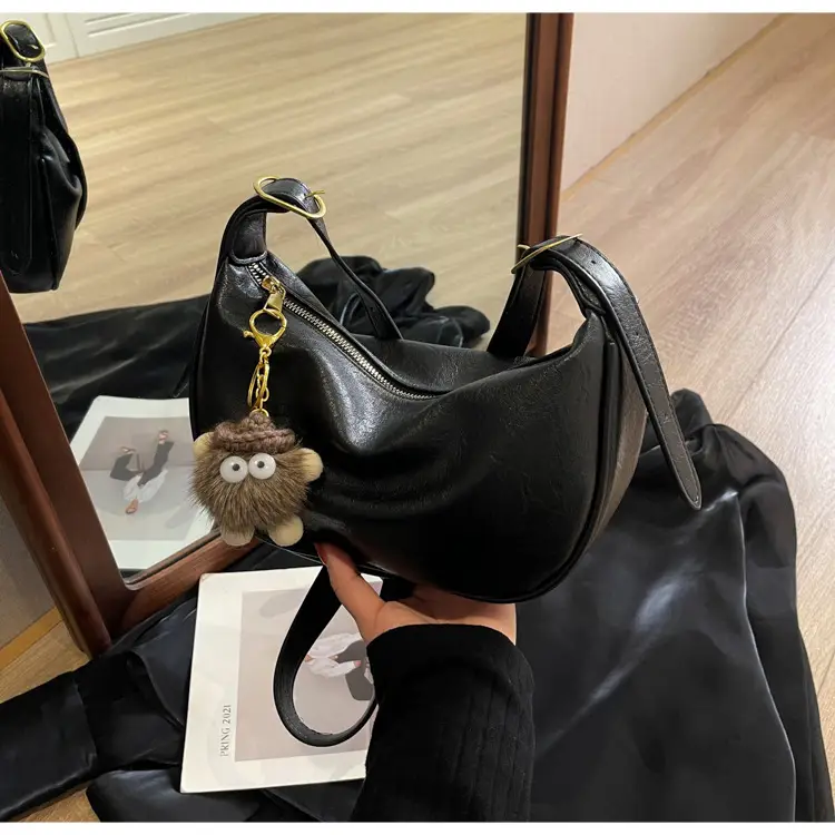 Brown Diagonal Shoulder Bag with Dolls for Women — feature 26