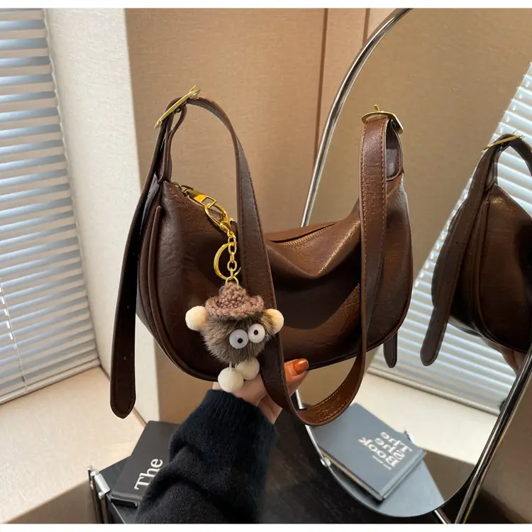 Brown Diagonal Shoulder Bag with Dolls for Women — feature 27