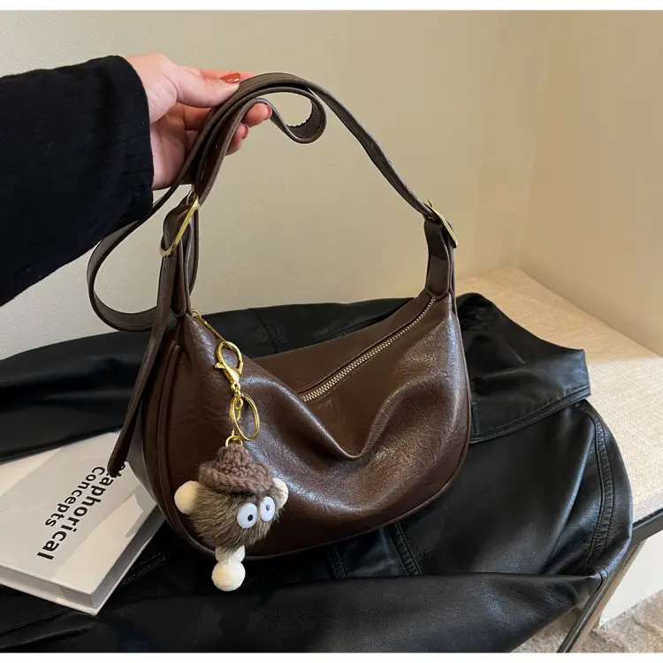 Brown Diagonal Shoulder Bag with Dolls for Women — feature 28