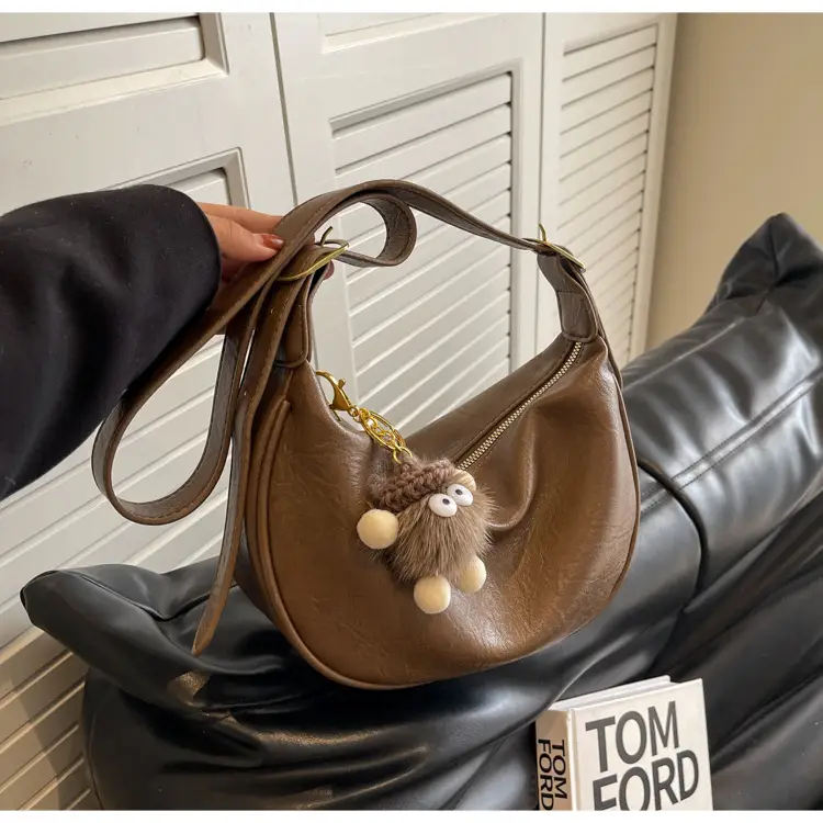 Brown Diagonal Shoulder Bag with Dolls for Women — feature 29