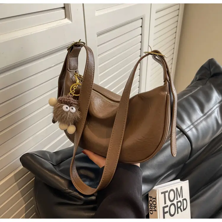 Brown Diagonal Shoulder Bag with Dolls for Women — feature 30