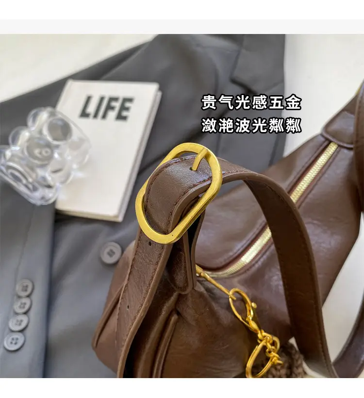 Brown Diagonal Shoulder Bag with Dolls for Women — feature 4