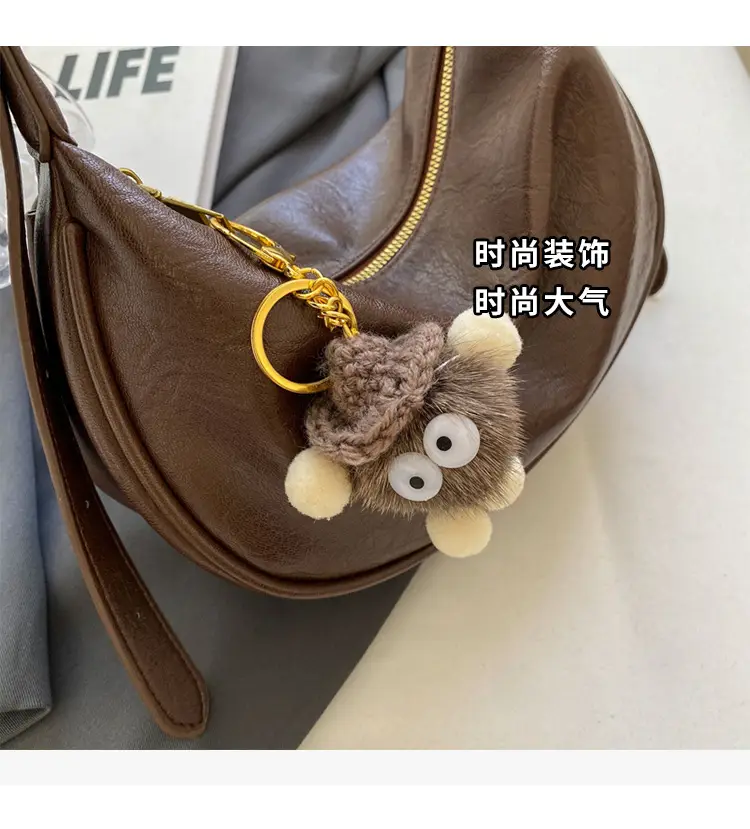 Brown Diagonal Shoulder Bag with Dolls for Women — feature 7