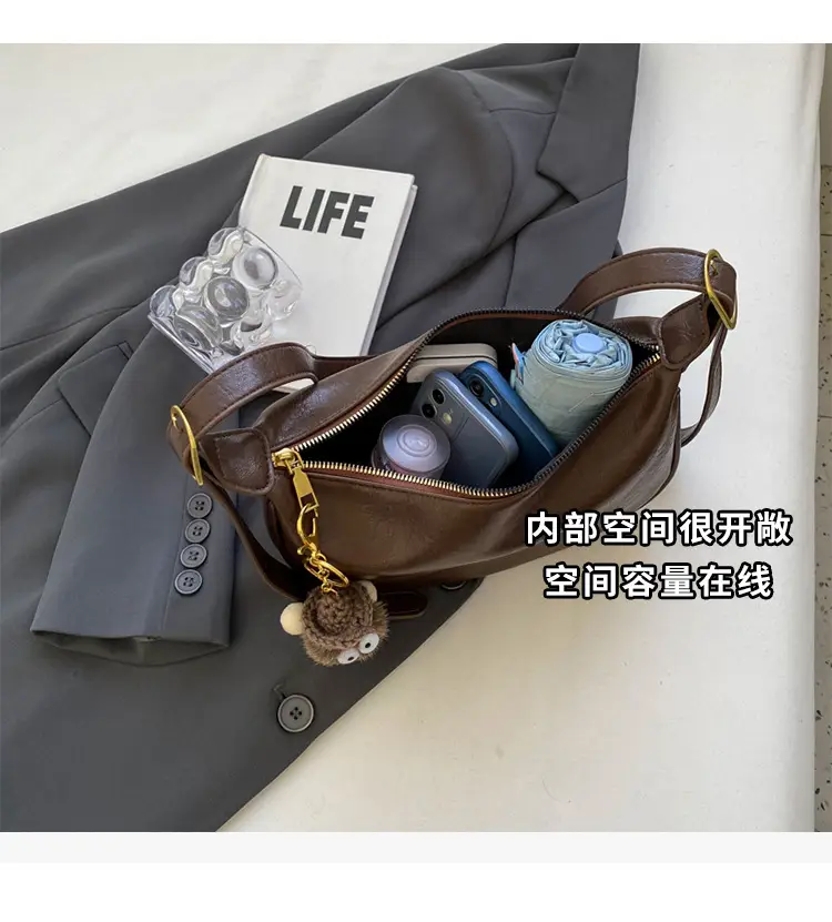 Brown Diagonal Shoulder Bag with Dolls for Women — feature 8