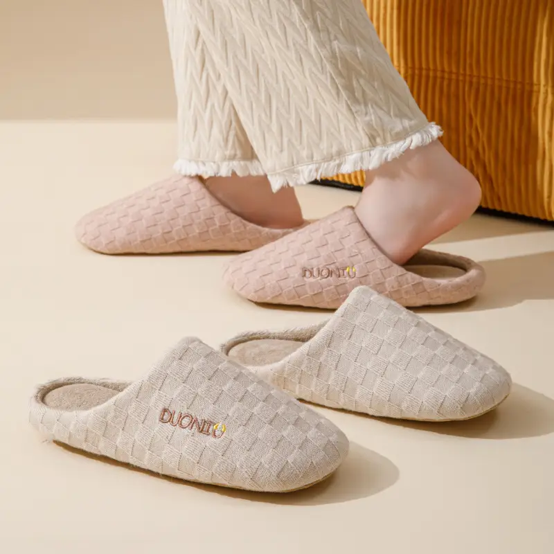 Silent Soft Cotton Slippers Women Winter Indoor Non-Slip