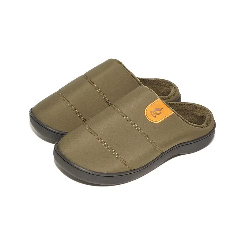 New Cross-Border Foreign Trade Men's Waterproof Anti-Slip Thick-Soled Cotton Slippers Winter Fleece-Lined Warm Fur Slippers for Home Use
