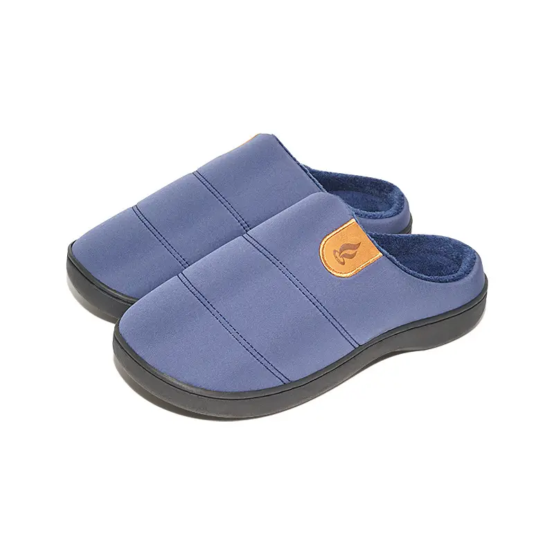 New Cross-Border Foreign Trade Men's Waterproof Anti-Slip Thick-Soled Cotton Slippers Winter Fleece-Lined Warm Fur Slippers for Home Use