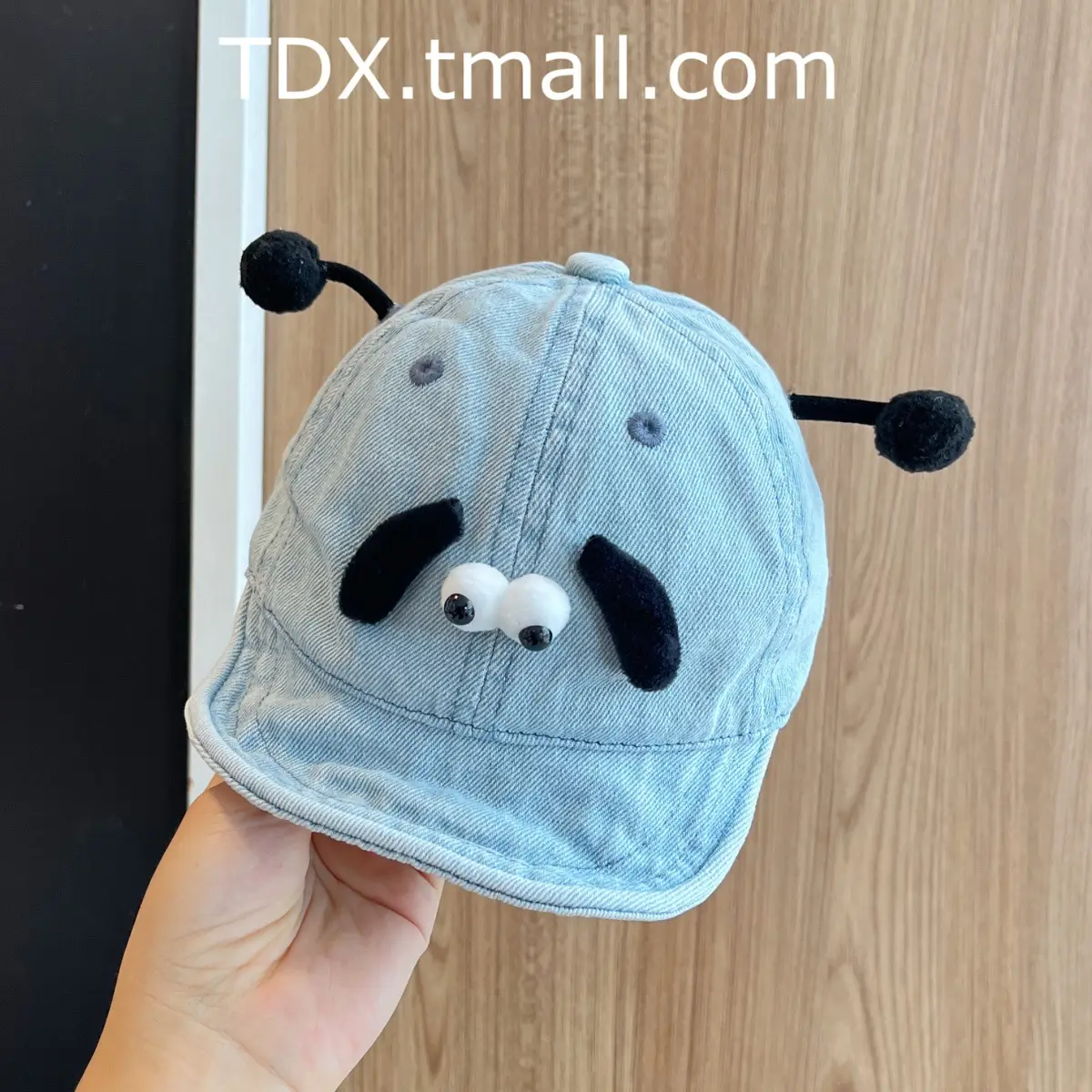 Baby Blue Peaked Cap with Cute Eyes for Small Kids - Image 2