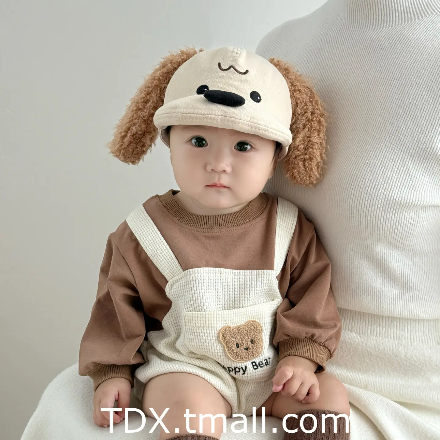 Baby Cute Puppy Ears Baseball Cap Spring Autumn Windproof Brown - Image 7