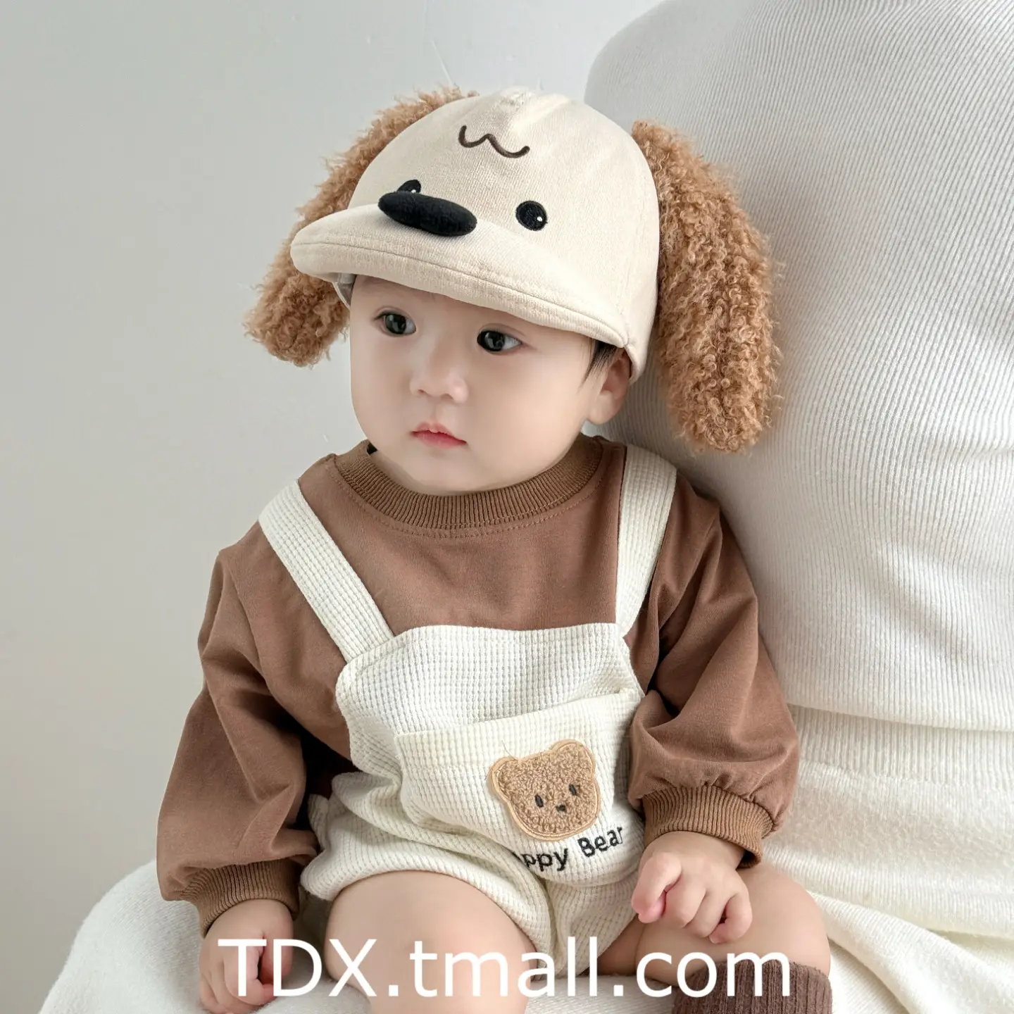 Baby Cute Puppy Ears Baseball Cap Spring Autumn Windproof Brown - Image 8