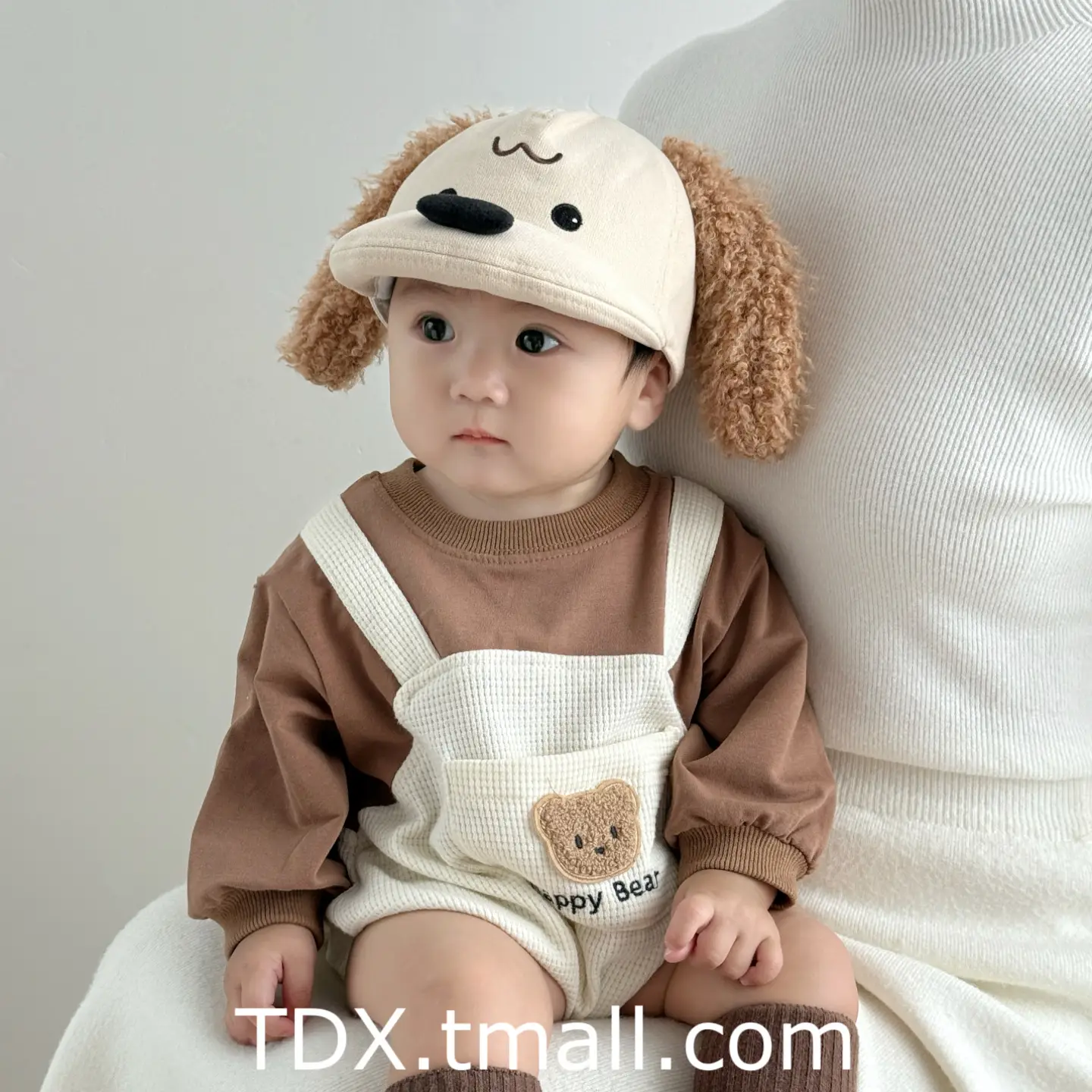 Baby Cute Puppy Ears Baseball Cap Spring Autumn Windproof Brown - Image 9