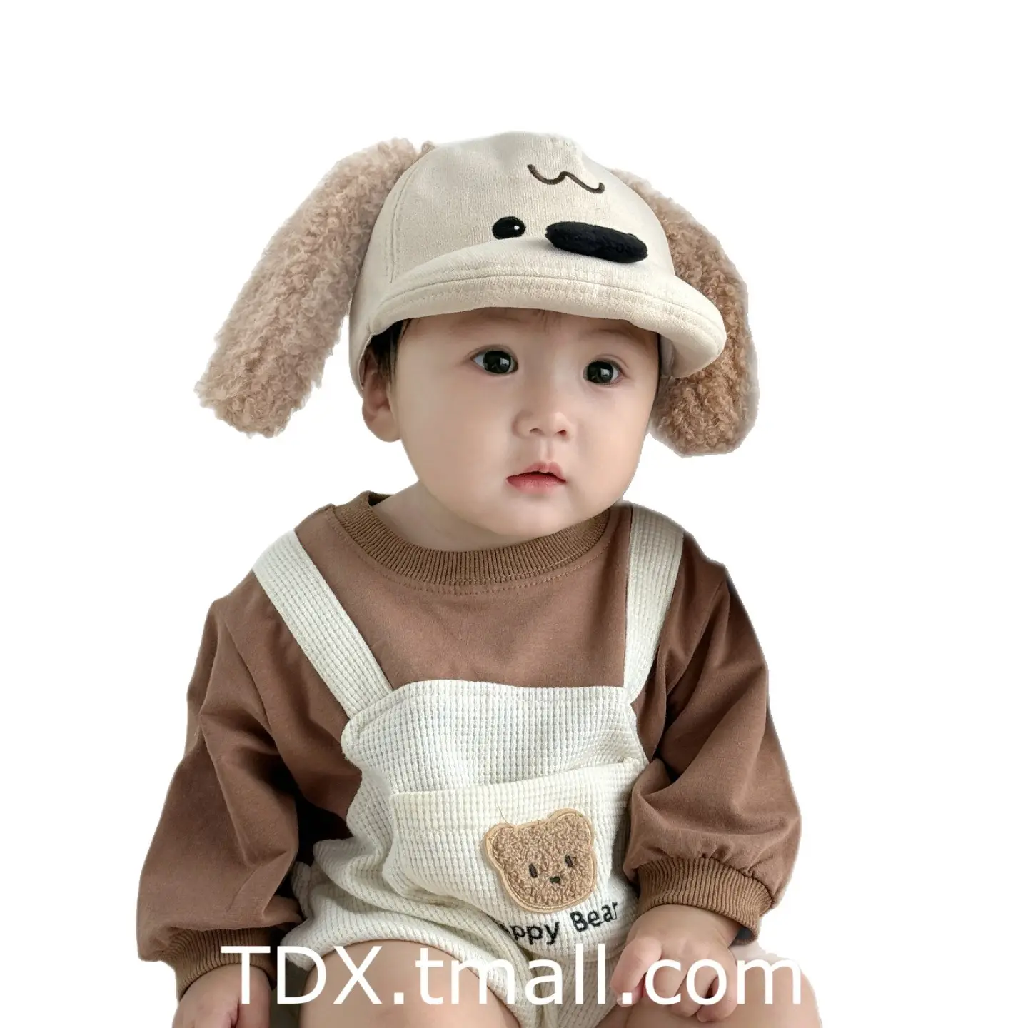 Baby Cute Puppy Ears Baseball Cap Spring Autumn Windproof Brown - Image 10