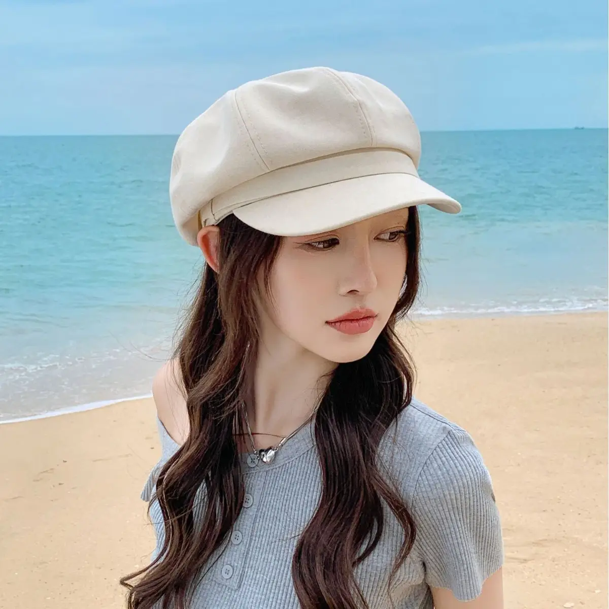 Women Duckbill Sunshade Hat with Wide Brim