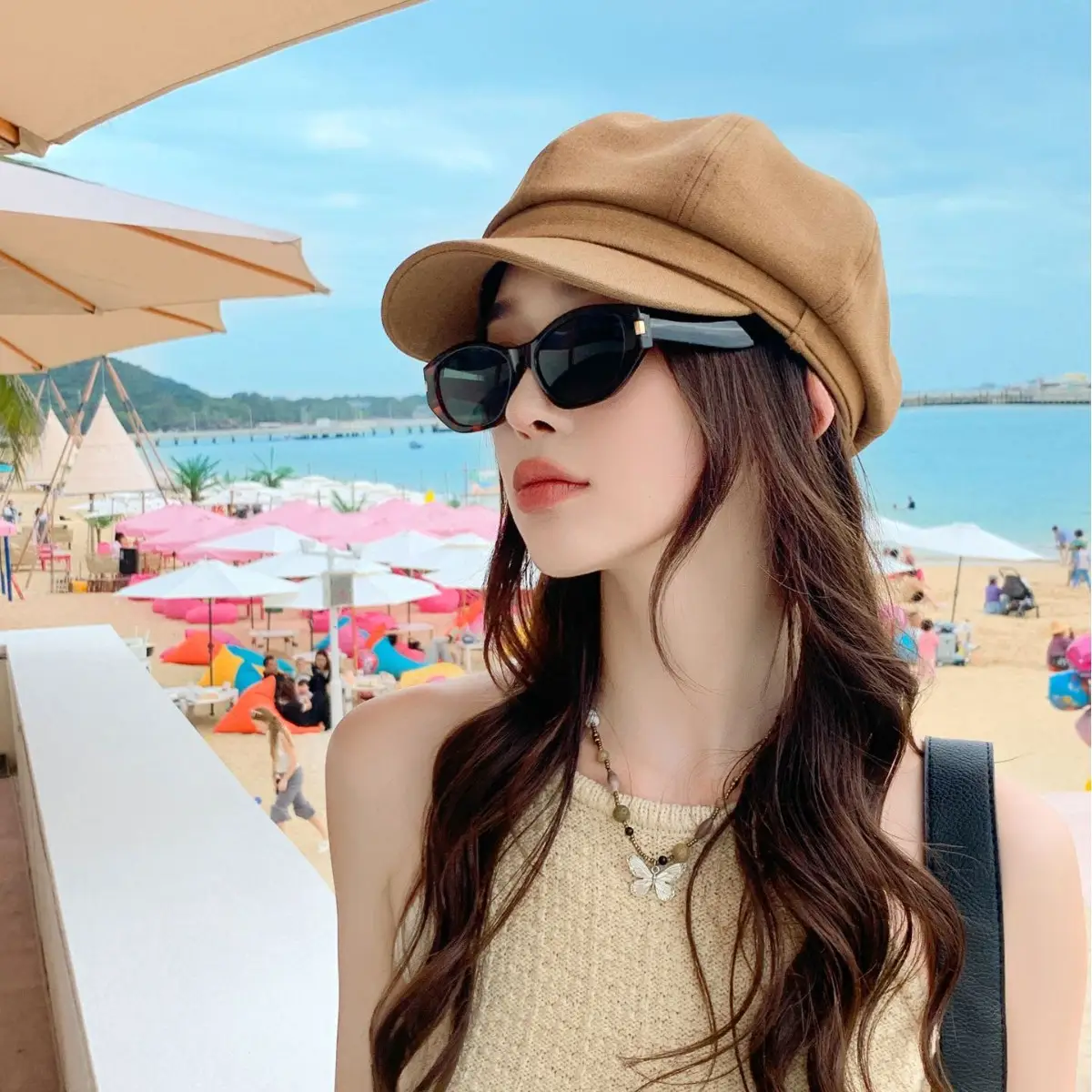 Women Duckbill Sunshade Hat with Wide Brim