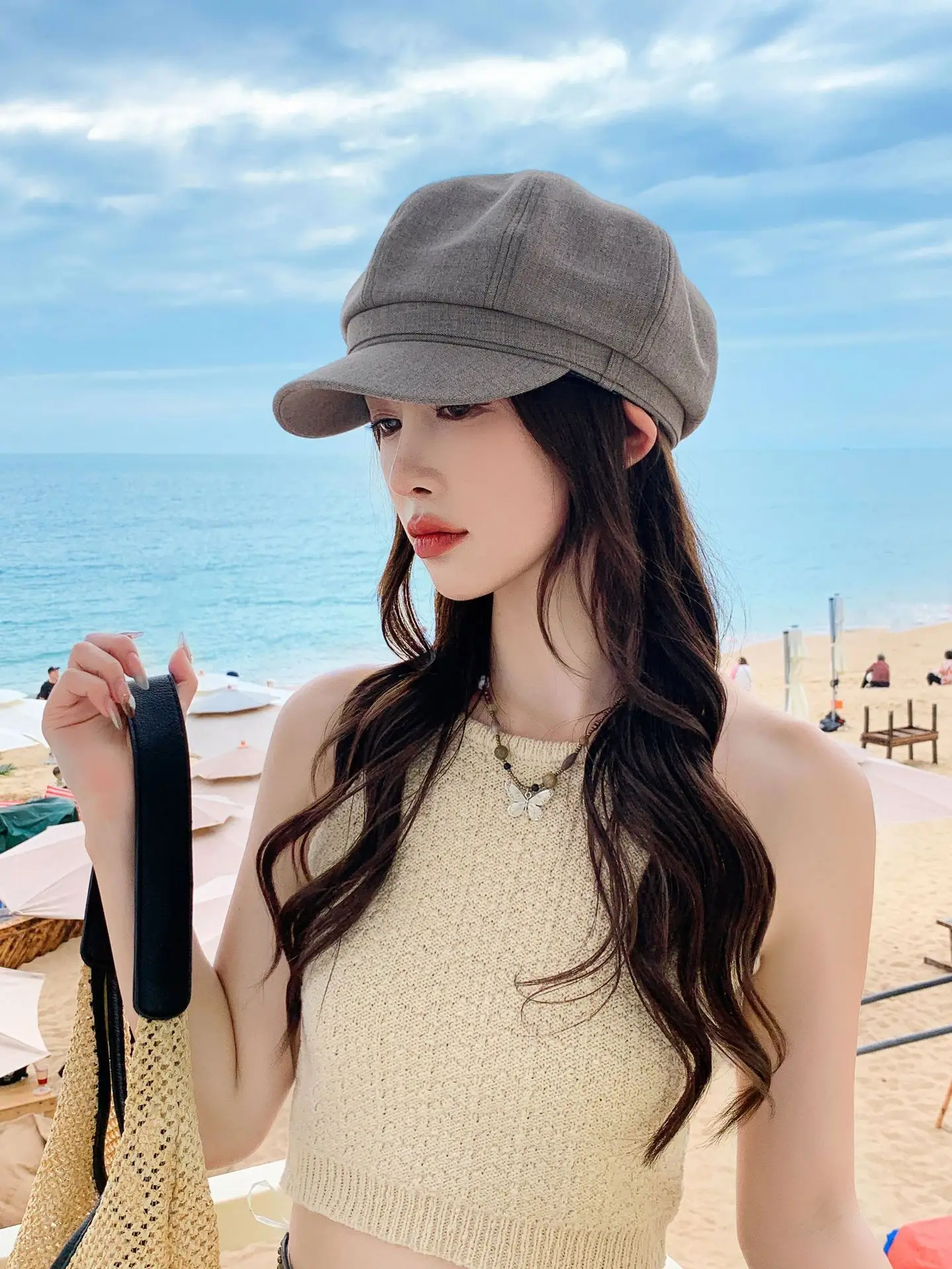 Women Duckbill Sunshade Hat with Wide Brim
