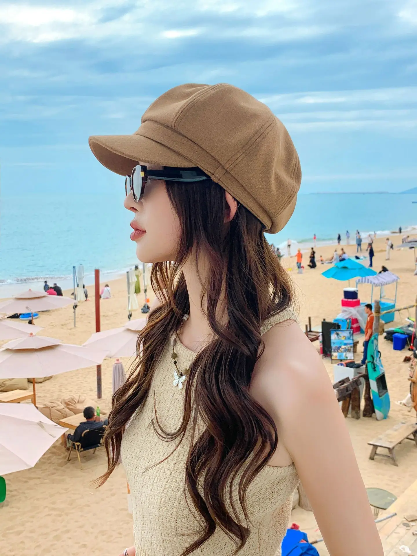 Women Duckbill Sunshade Hat with Wide Brim