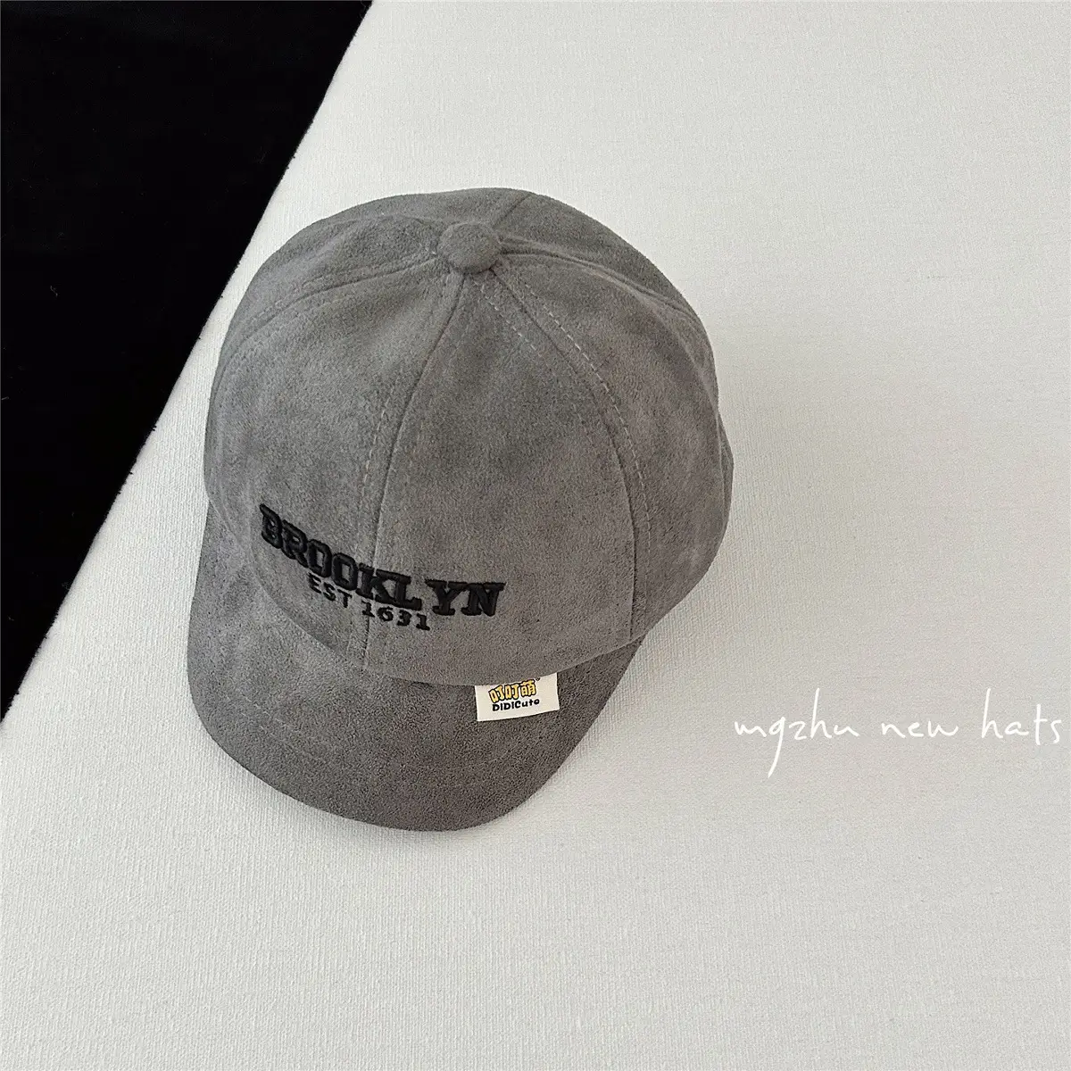 Kids Korean Style Cap Beige Hard Bristle - Image 4