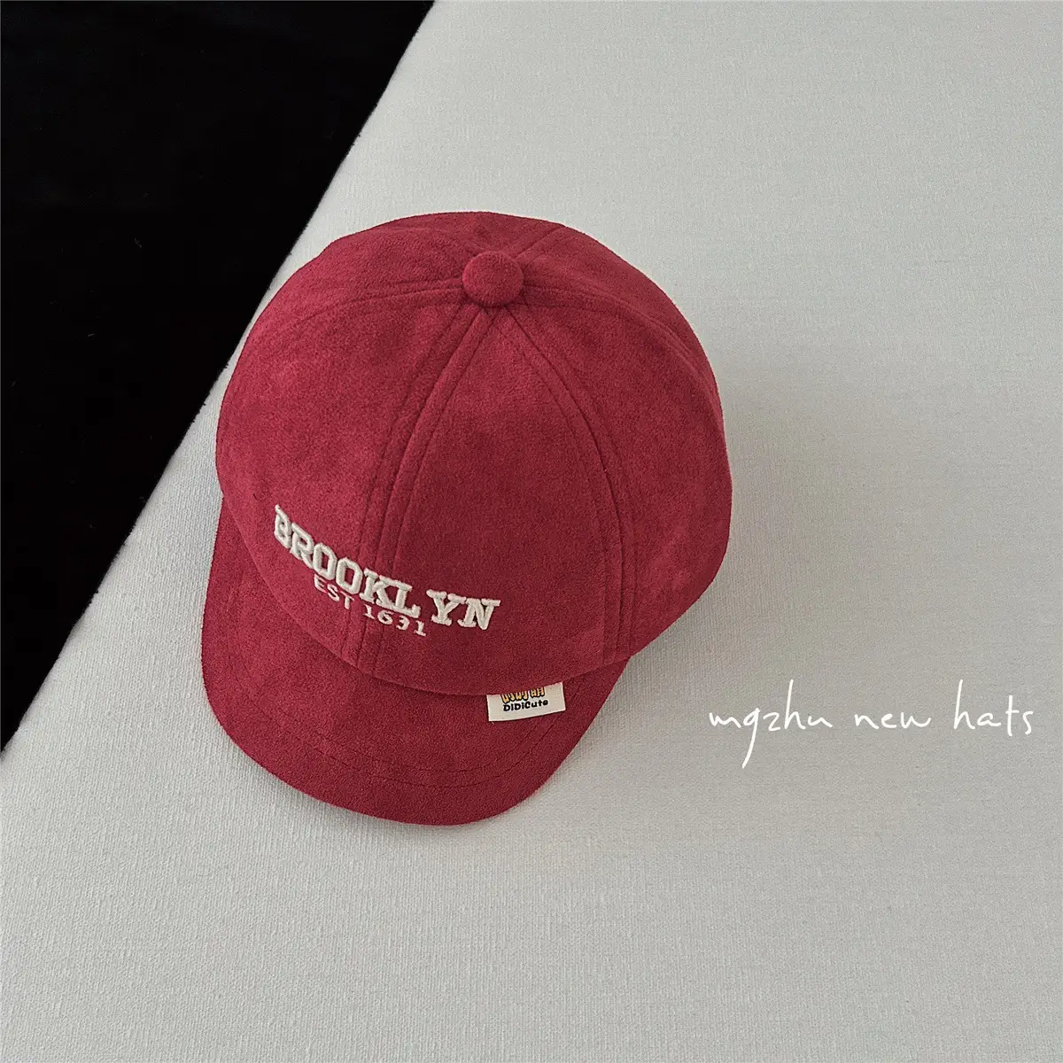 Kids Korean Style Cap Beige Hard Bristle - Image 5