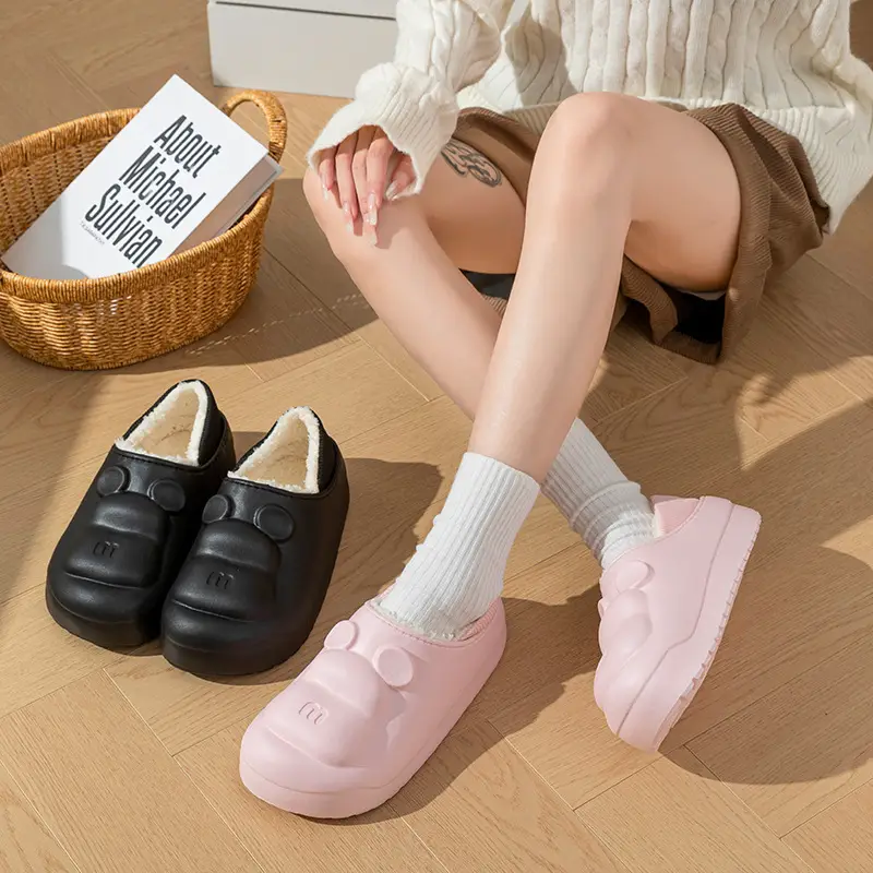 Women's Pink Fleece Lined Home Slippers Winter Warm Indoor Outdoor - Image 5