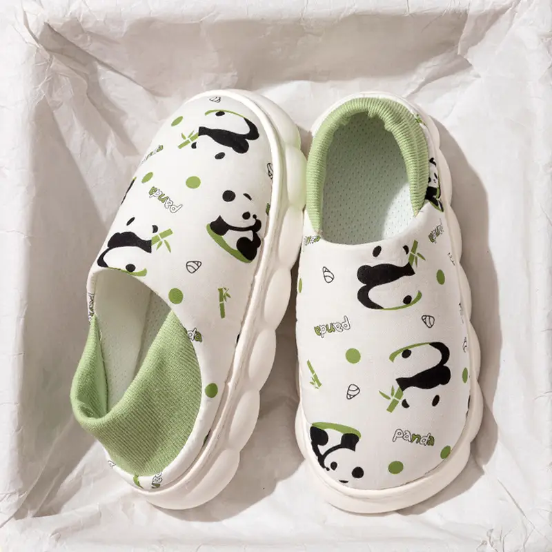 Women Strawberry Print Cotton Slippers White Pink — feature 4