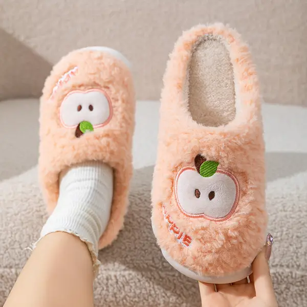 Home Cotton Slippers for Men in Winter Indoor Thick-Soled Non-Slip Fleece-Lined Warm Couple Bear Pattern Lightweight Cotton Slippers - Image 8
