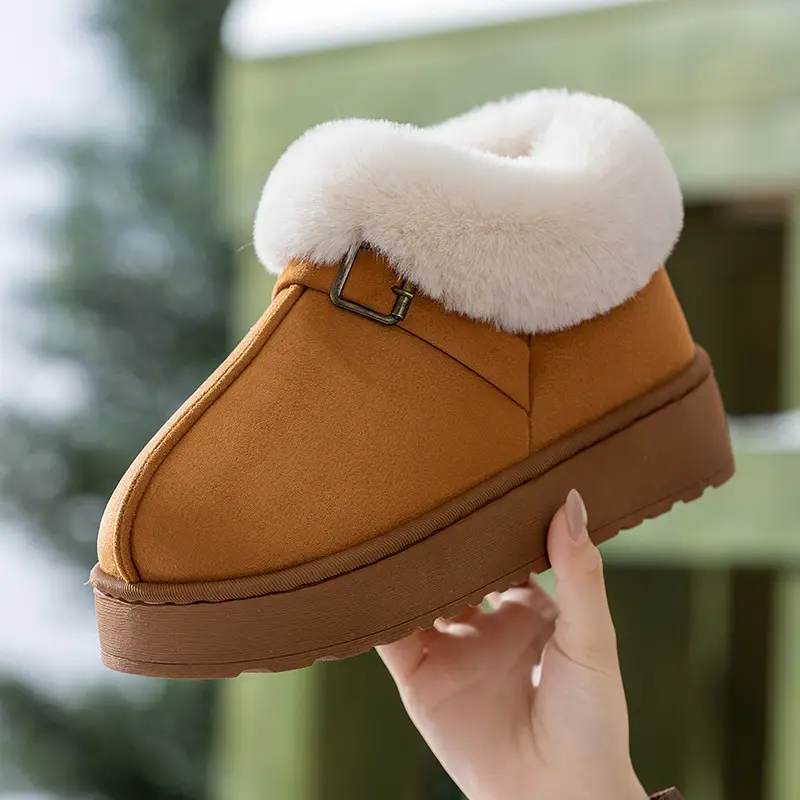 Women's Thick-Soled Cotton Slippers with Heel, Thickeneded Velvet, Winter Cold-Proof and Warm Cotton Shoes for Outer Wear, Simple and Versatile Snow Boots - Image 23
