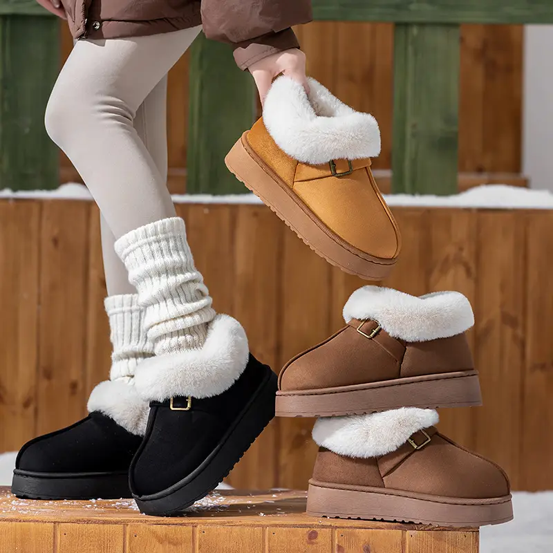 Women's Thick-Soled Cotton Slippers with Heel, Thickeneded Velvet, Winter Cold-Proof and Warm Cotton Shoes for Outer Wear, Simple and Versatile Snow Boots - Image 25