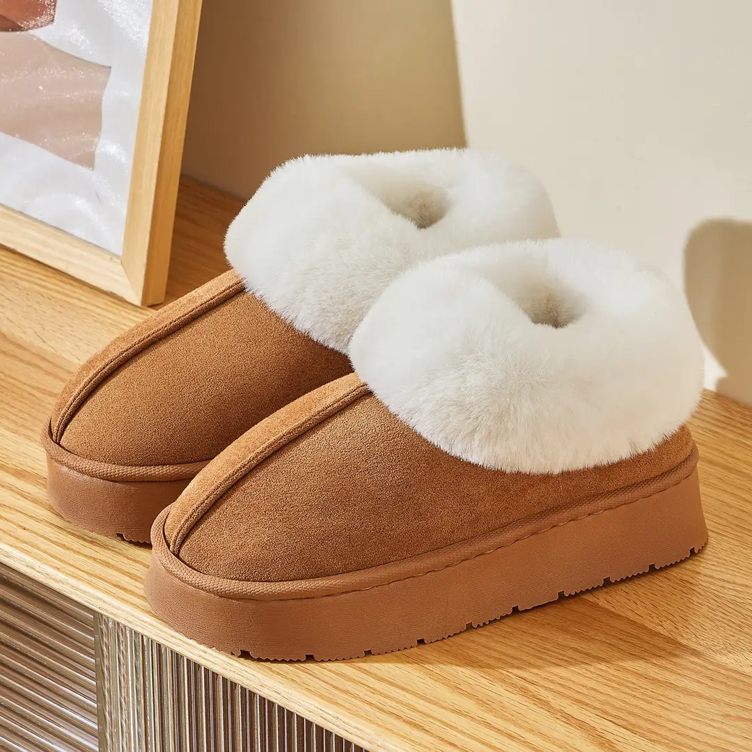 Women's Thick-Soled Cotton Slippers with Heel, Thickeneded Velvet, Winter Cold-Proof and Warm Cotton Shoes for Outer Wear, Simple and Versatile Snow Boots - Image 10