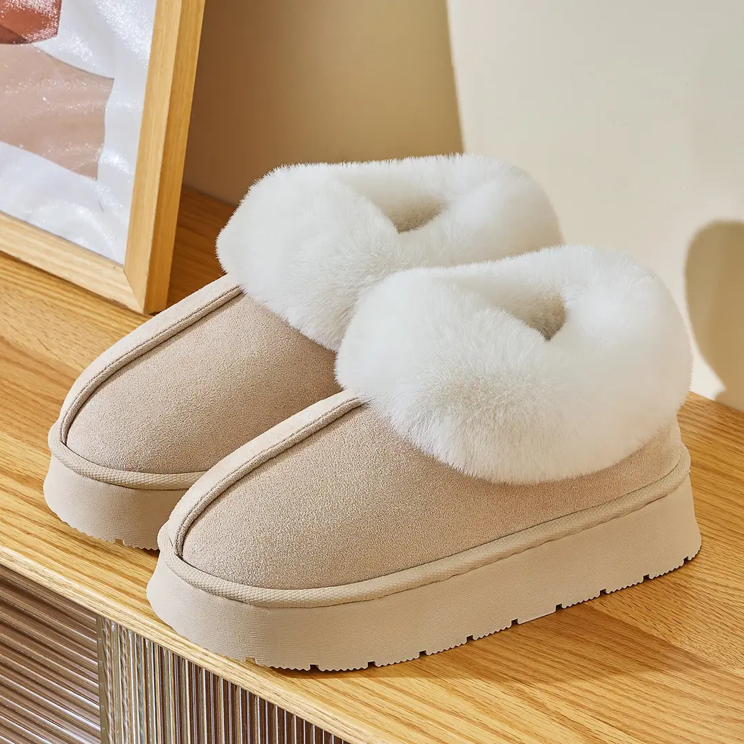 Women's Thick-Soled Cotton Slippers with Heel, Thickeneded Velvet, Winter Cold-Proof and Warm Cotton Shoes for Outer Wear, Simple and Versatile Snow Boots - Image 11