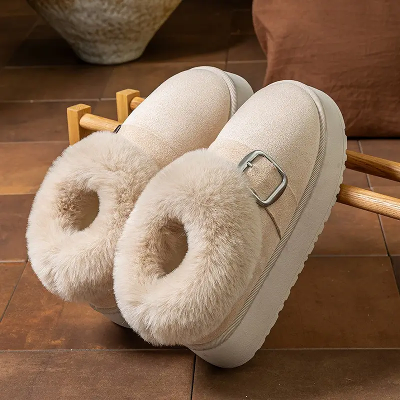 Women's Thick-Soled Cotton Slippers with Heel, Thickeneded Velvet, Winter Cold-Proof and Warm Cotton Shoes for Outer Wear, Simple and Versatile Snow Boots - Image 16