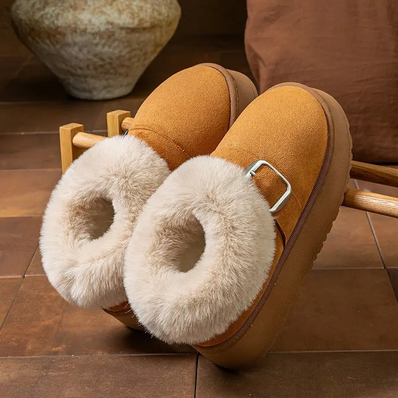 Women's Thick-Soled Cotton Slippers with Heel, Thickeneded Velvet, Winter Cold-Proof and Warm Cotton Shoes for Outer Wear, Simple and Versatile Snow Boots - Image 17
