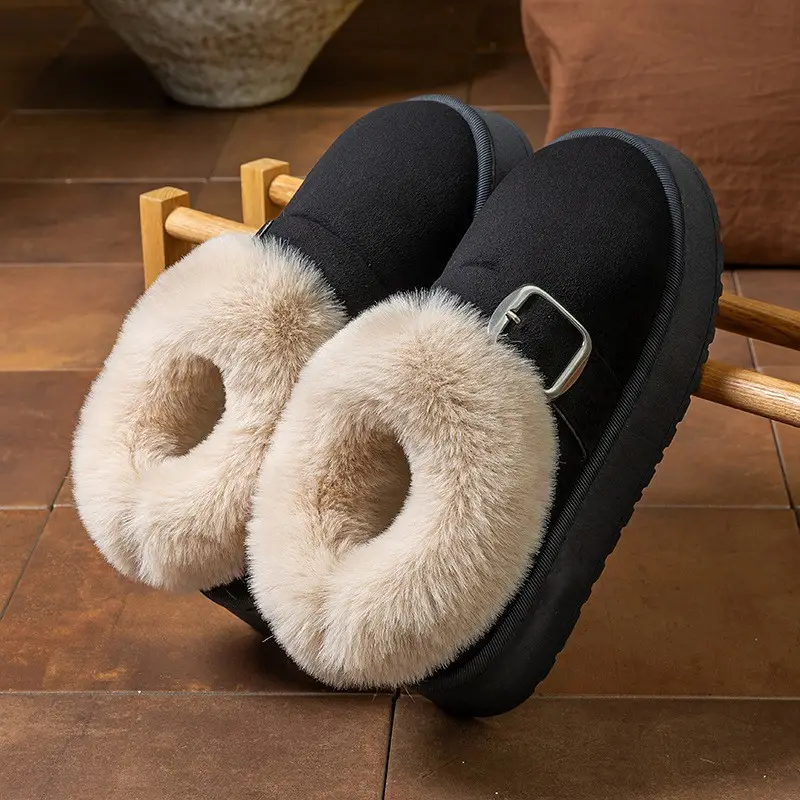 Women's Thick-Soled Cotton Slippers with Heel, Thickeneded Velvet, Winter Cold-Proof and Warm Cotton Shoes for Outer Wear, Simple and Versatile Snow Boots - Image 18