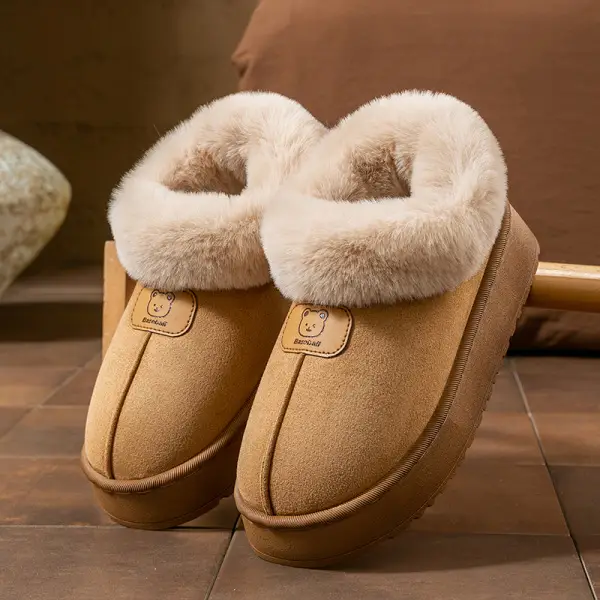 Women's Thick-Soled Cotton Slippers with Heel, Thickeneded Velvet, Winter Cold-Proof and Warm Cotton Shoes for Outer Wear, Simple and Versatile Snow Boots - Image 5