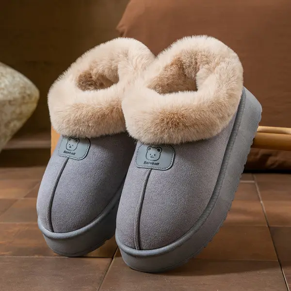 Women's Thick-Soled Cotton Slippers with Heel, Thickeneded Velvet, Winter Cold-Proof and Warm Cotton Shoes for Outer Wear, Simple and Versatile Snow Boots - Image 7
