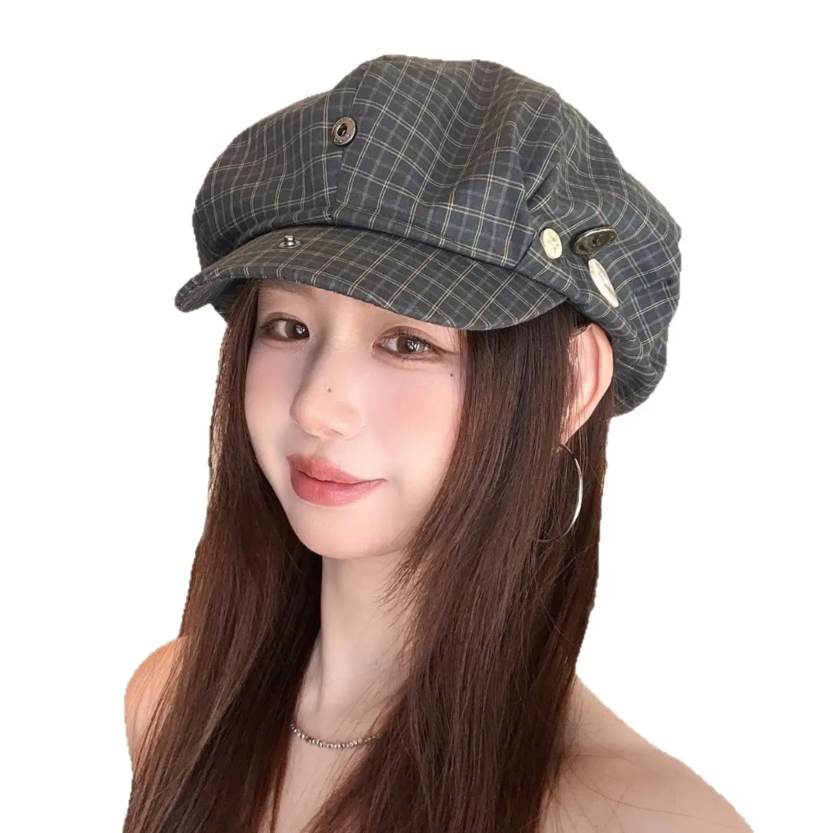 2025 Korean Plaid Duckbill Cap for Women - Image 7