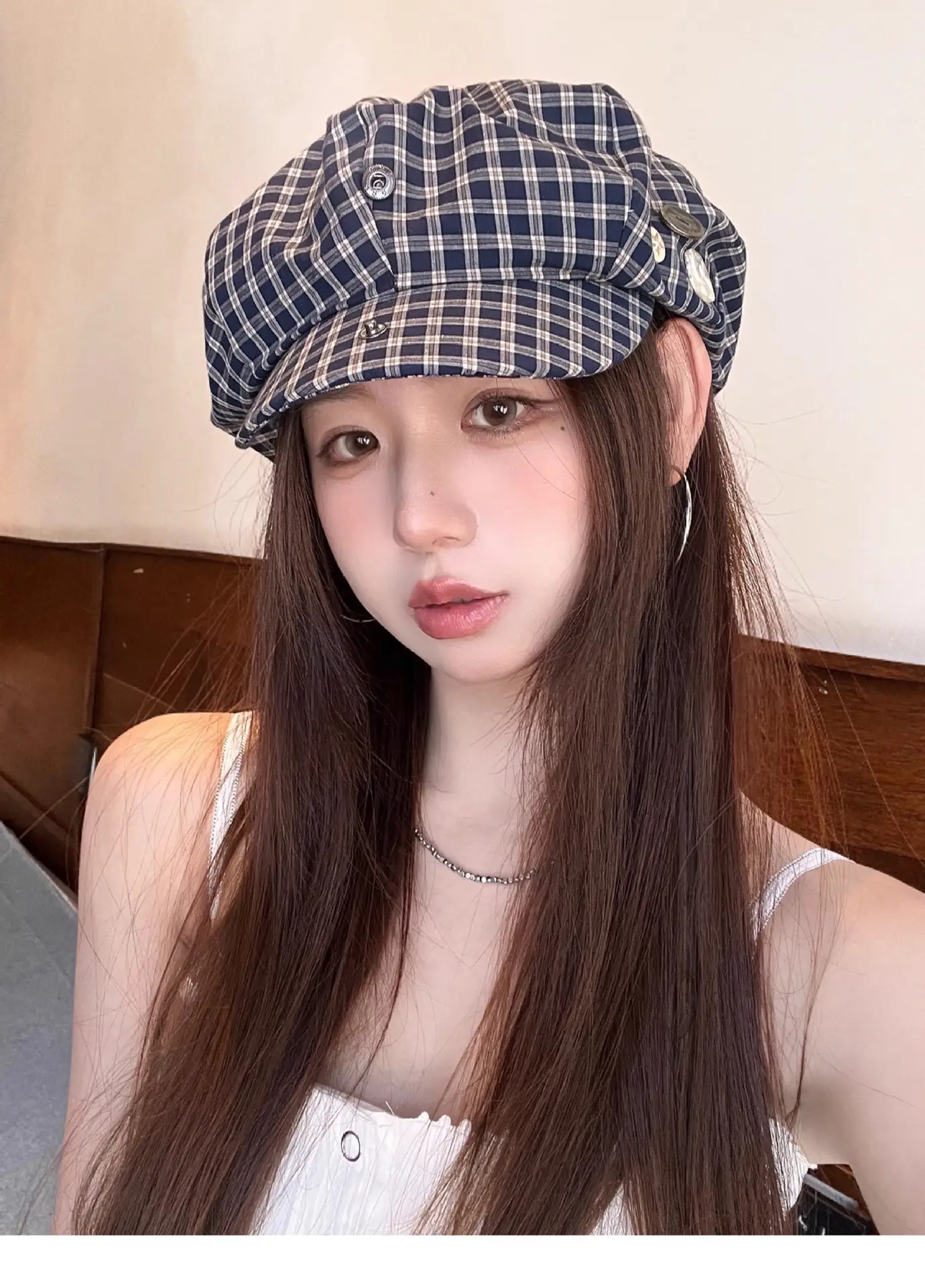 2025 Korean Plaid Duckbill Cap for Women — feature 1