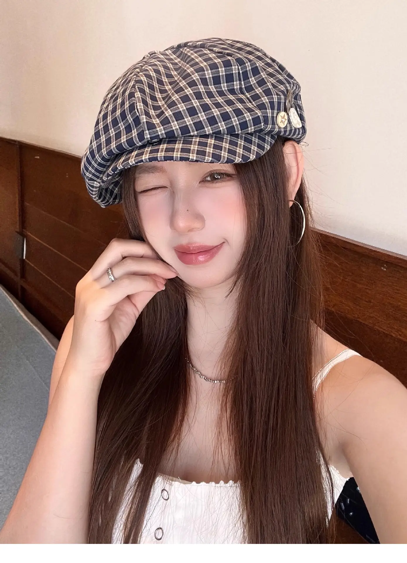 2025 Korean Plaid Duckbill Cap for Women — feature 3