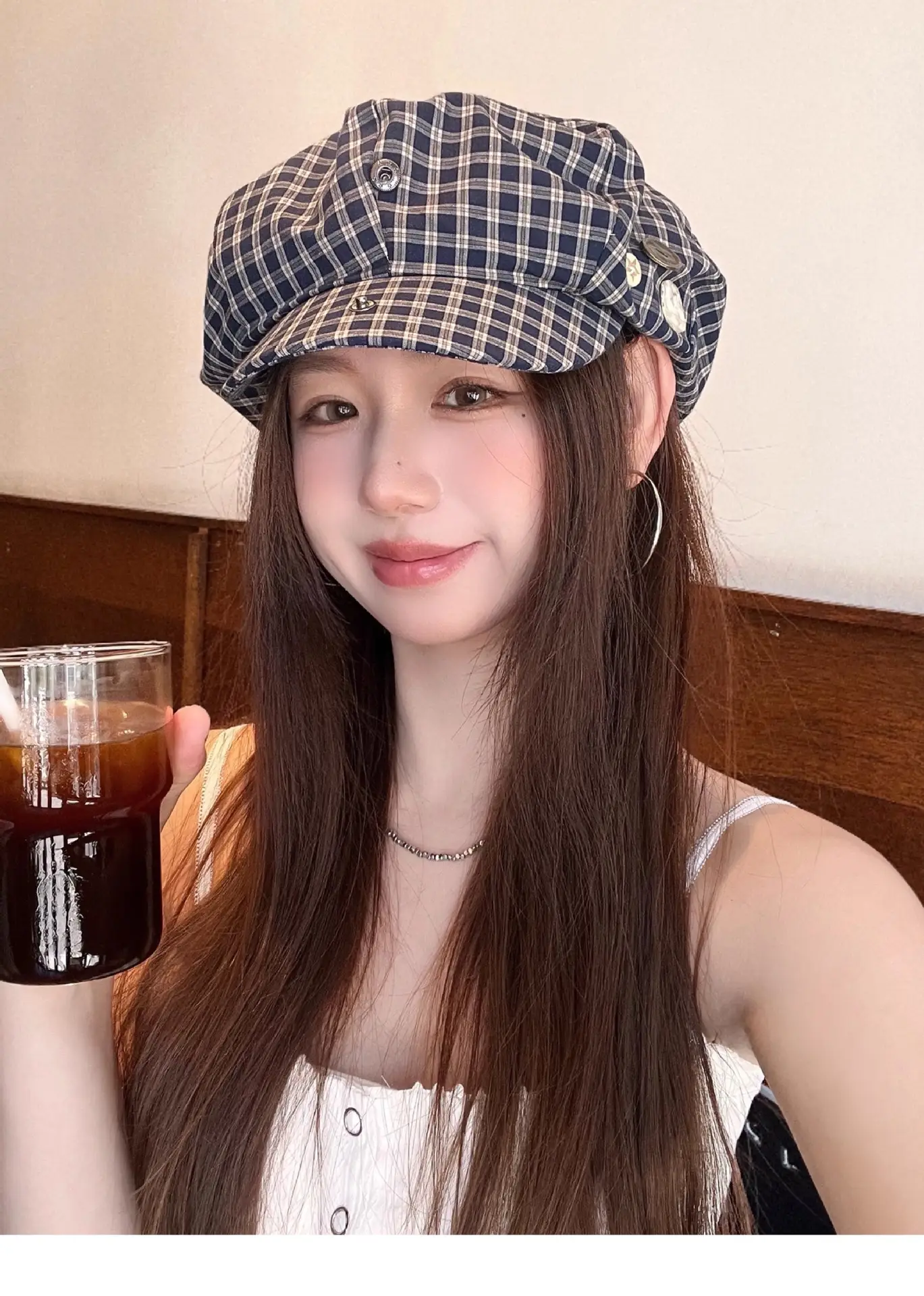 2025 Korean Plaid Duckbill Cap for Women — feature 4
